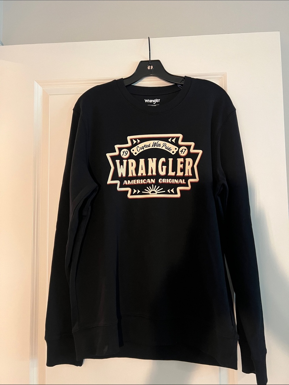 Wrangler Black Sweatshirt with Cream & Tan Logo
